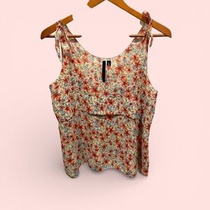 Cute flowy floral lily tie strap sleeveless top lightweight breezy spring dream